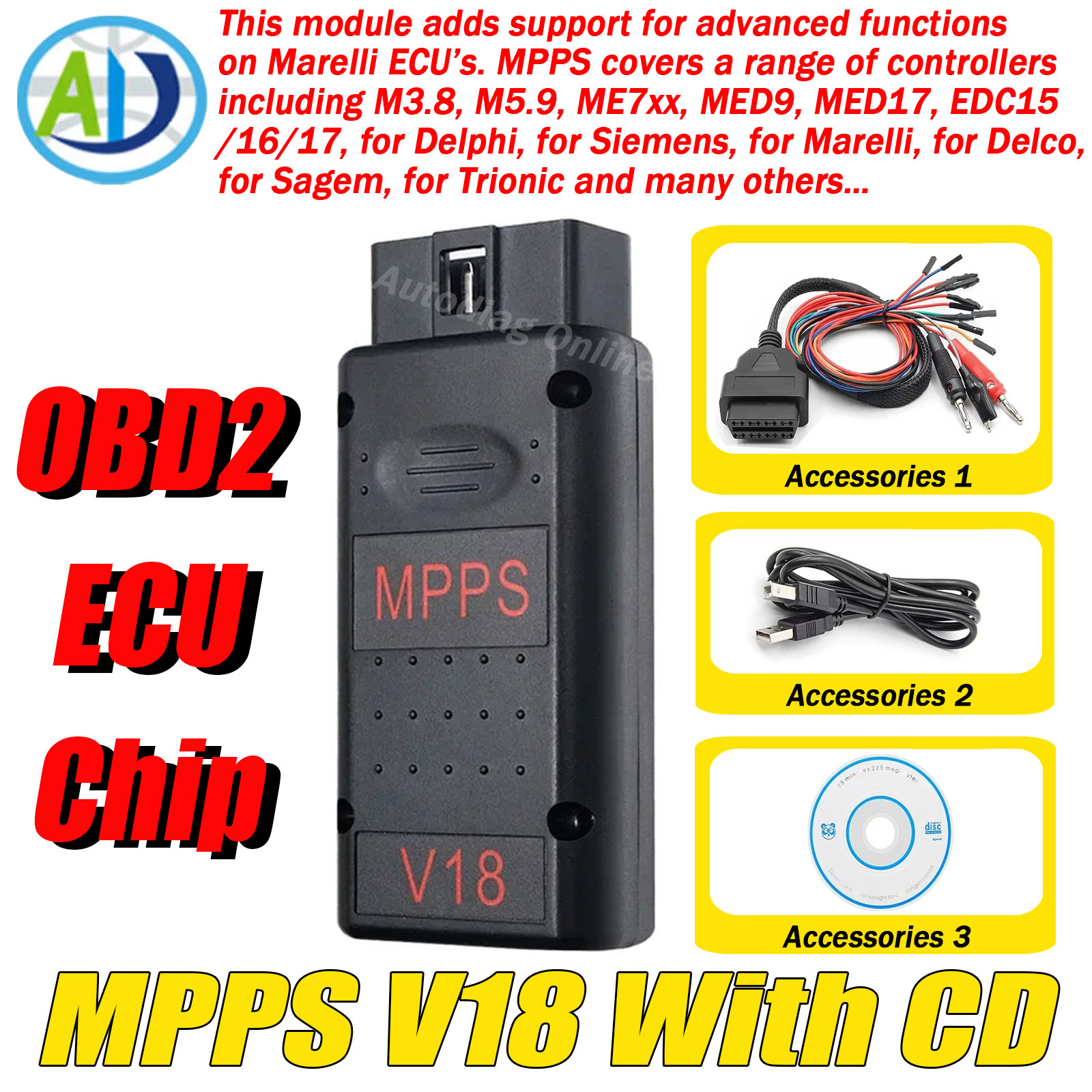 Ecu Flasher Mpps V18 - อุปกรณ์สแกน MPPS V18 OBD2 สำหรับปรับแต่งชิป ECU