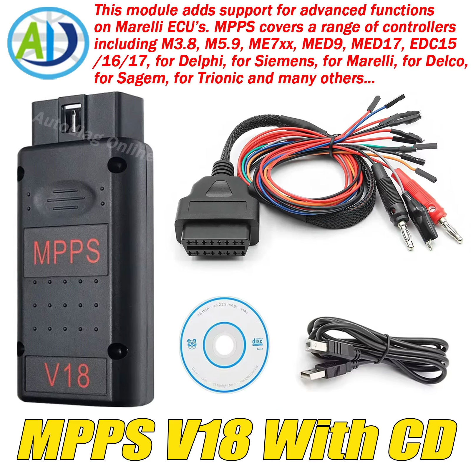 Ecu Flasher Mpps V18 - อินเทอร์เฟซ MPPS V18 OBD2 สำหรับสแกน EDC15